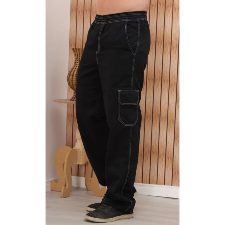 Calça  Cargo Skate Sarja Bolso Lateral Larga Unis