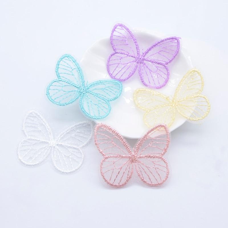 20Pcs 4.6 * 3.9cm Patches Borboleta de malha para DIY Headwear Clips de cabelo Decoração roupas chap