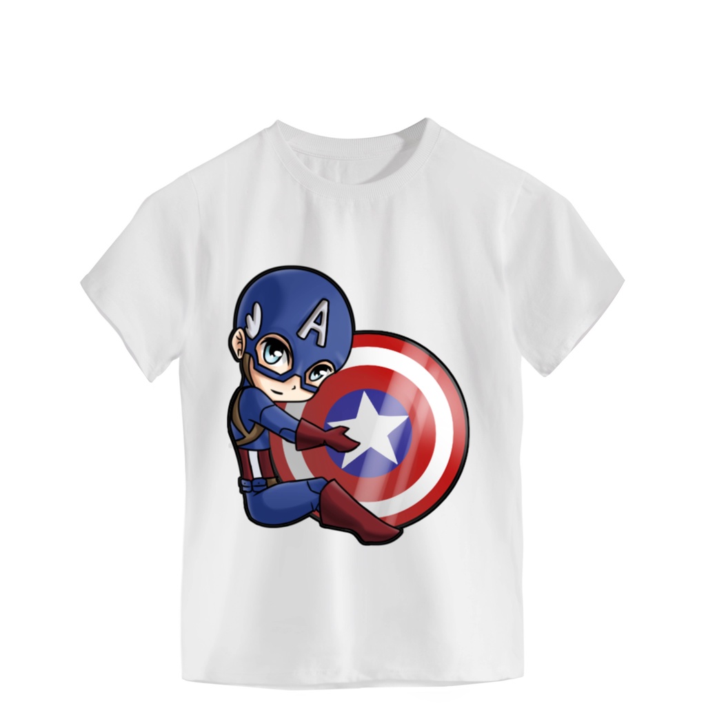 Camiseta Básica Infantil Malha Estampa Personalizada Capitão América #1042