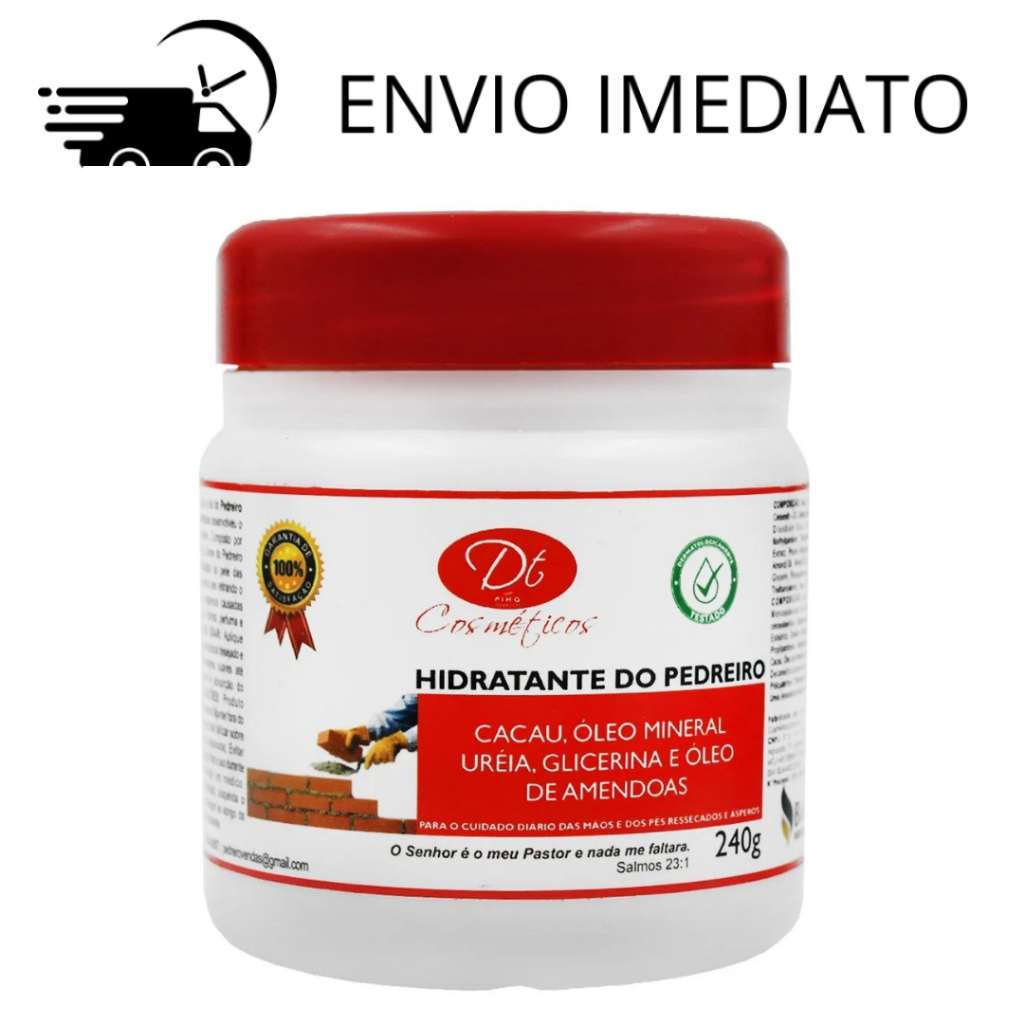Creme de Pedreiro Para Pé Rachado Pele Ressecada Cotovelo Grosso Mão Aspera Hidrata Amacia 240g 120g