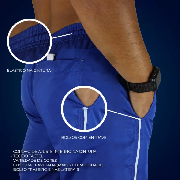 Kit 3 Calças Masculinas Tactel Atlética Leve, 3 