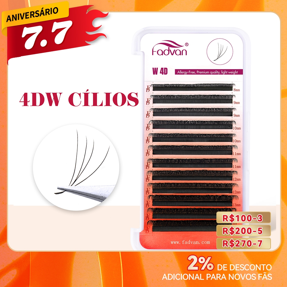 Cílios Fadvan W 4D Extensão De Cílios Alongamento W Novidade Volume Híbrido Maquiagem