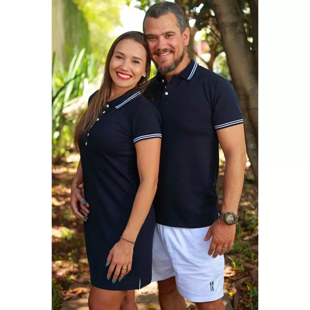 NAMORADOS > Kit 02 Peças Camisa + Vestido Polo Azul Marinho Céu