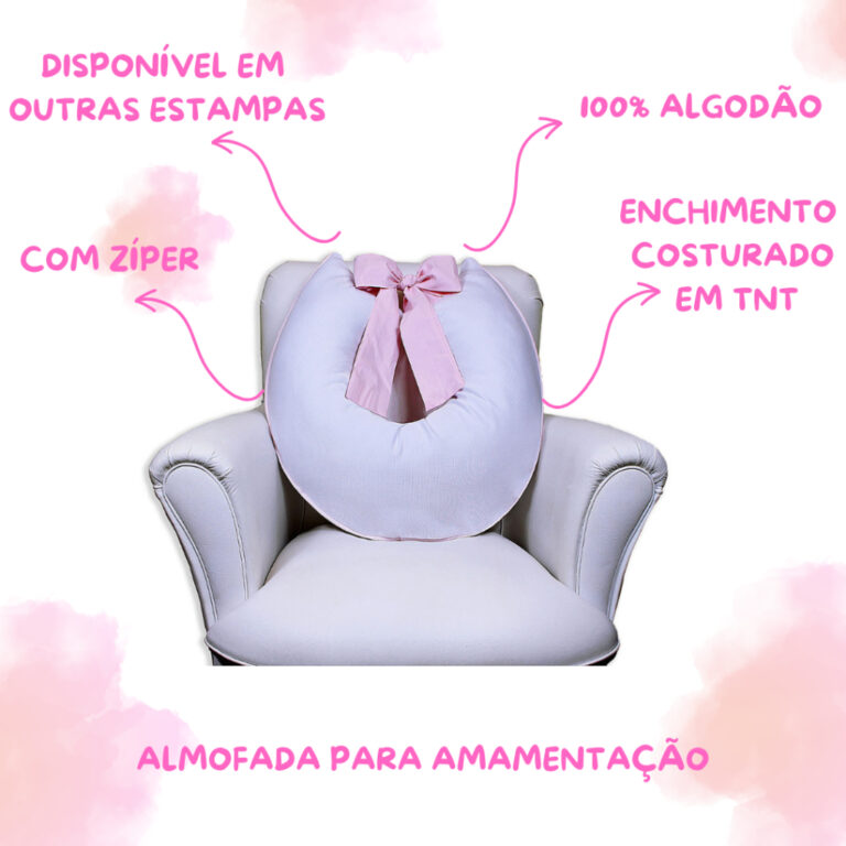 Almofada de Amamentação Com Laço Zíper Refil e
