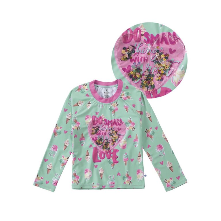 Blusa Infantil Menina com Proteção UV 50+ Ice Cr