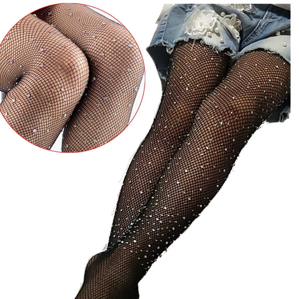 Meia Calça Com Brilho Strass Arrastão Gg De 9 A 15 Anos