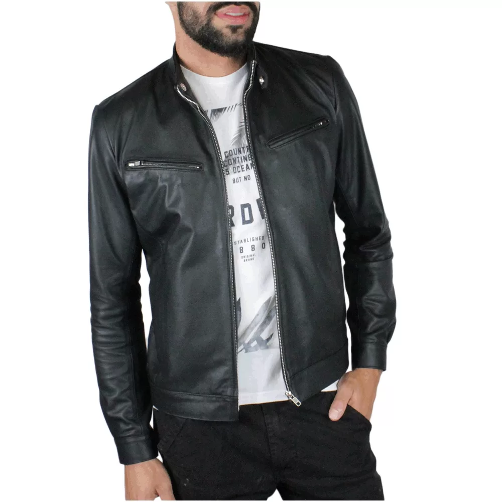 JAQUETA CASACO MASCULINO DE COURO 100% LEGITIMO ALTA DURABILIDADE E RESISTENTE GOLA PADRE 254