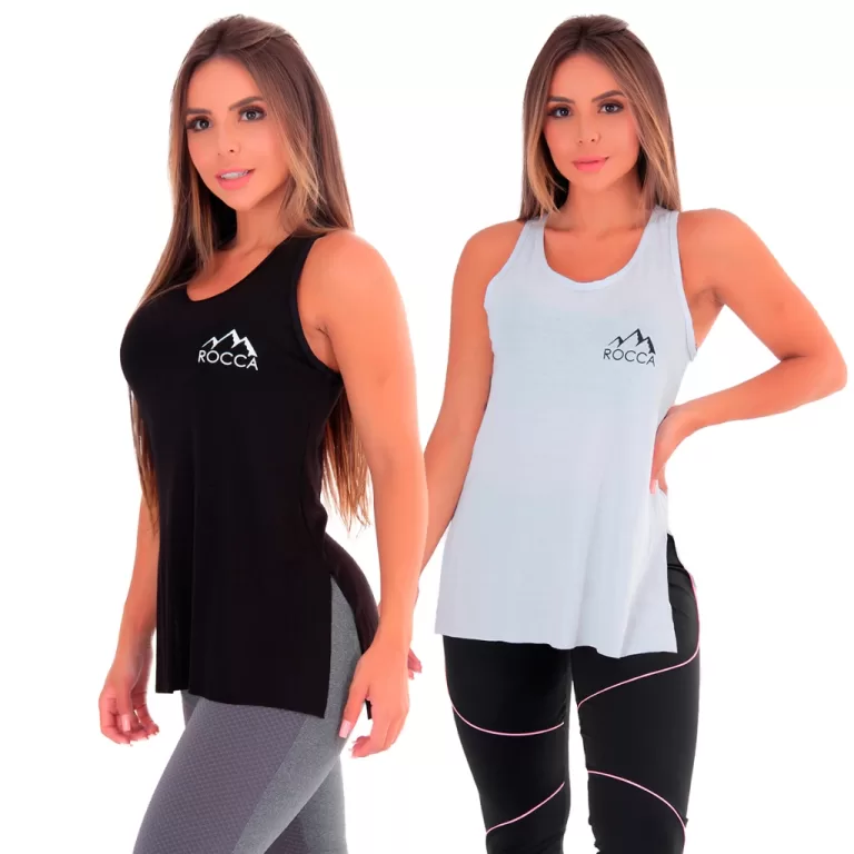 Kit 2 Regatas Femininas Fitness Rocca Tapa Bumbum 