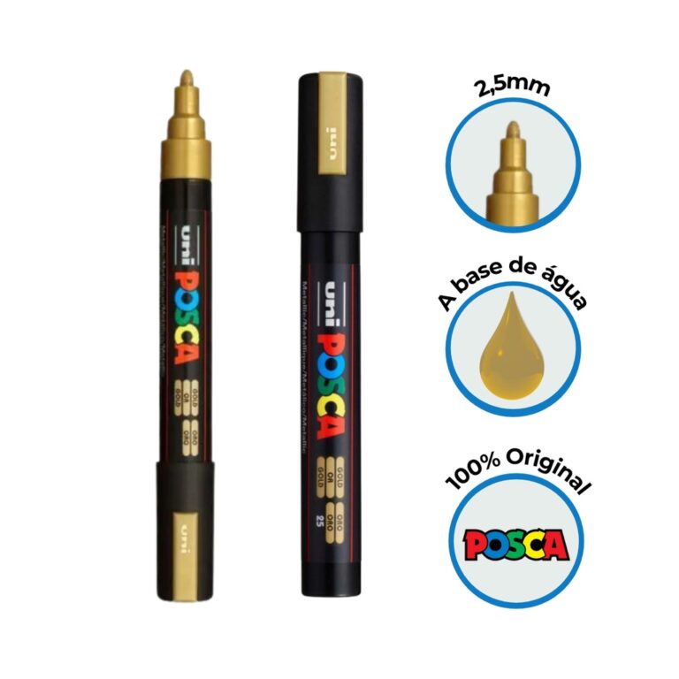 Caneta Posca 5M Dourada Ponta 2,5mm – Unibal