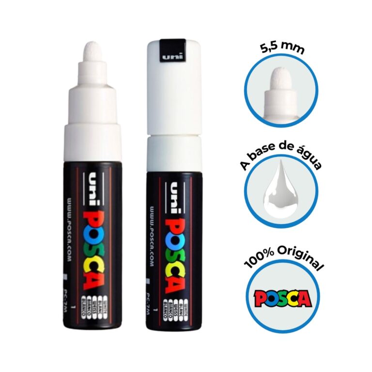 Caneta Posca Pc-7m Ponta 4.5mm Branca – Unib