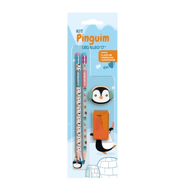 Kit Lápis Hb Pinguim 4 Itens LeoEleo