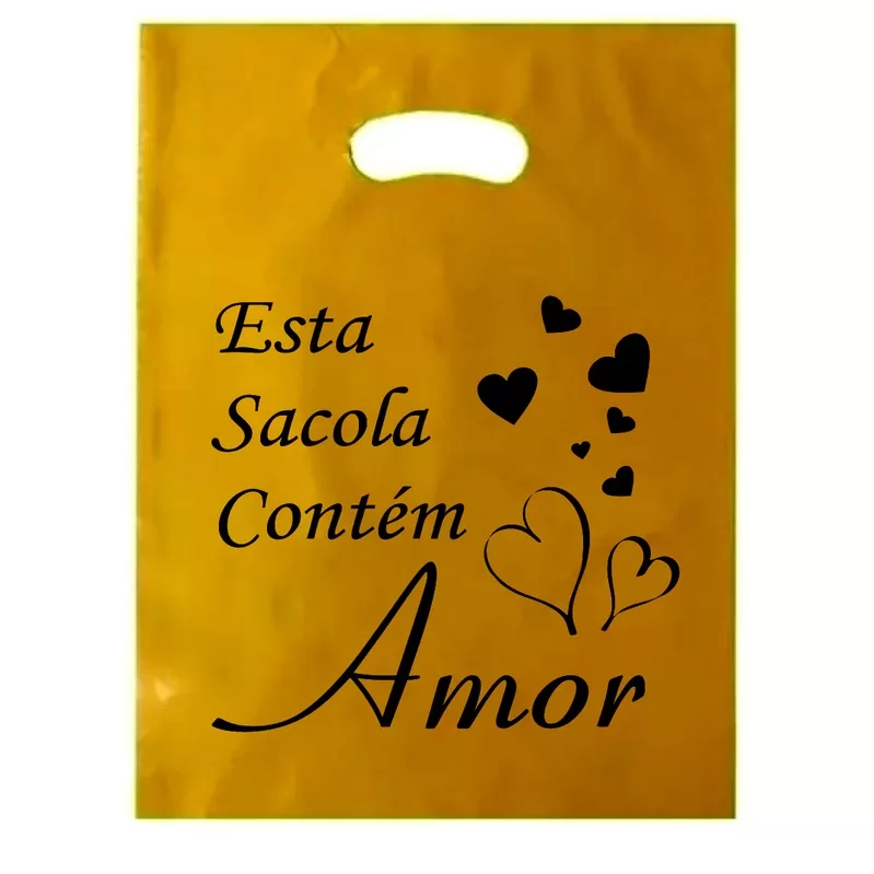 Sacolas Plástica Personalizada 25×35 – contem Amor –  frases mensagem