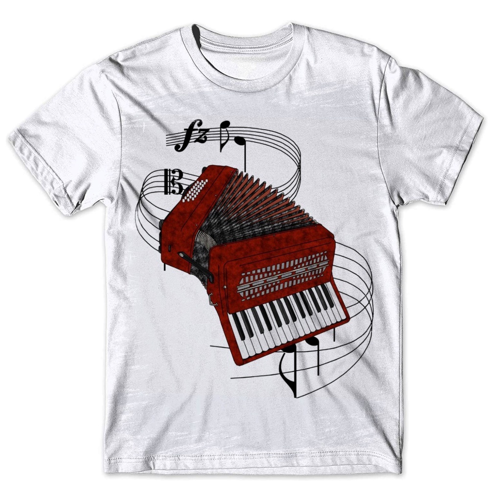 Camisa Camiseta Masculina Música instrumento Acordeon Sanfona REF 01