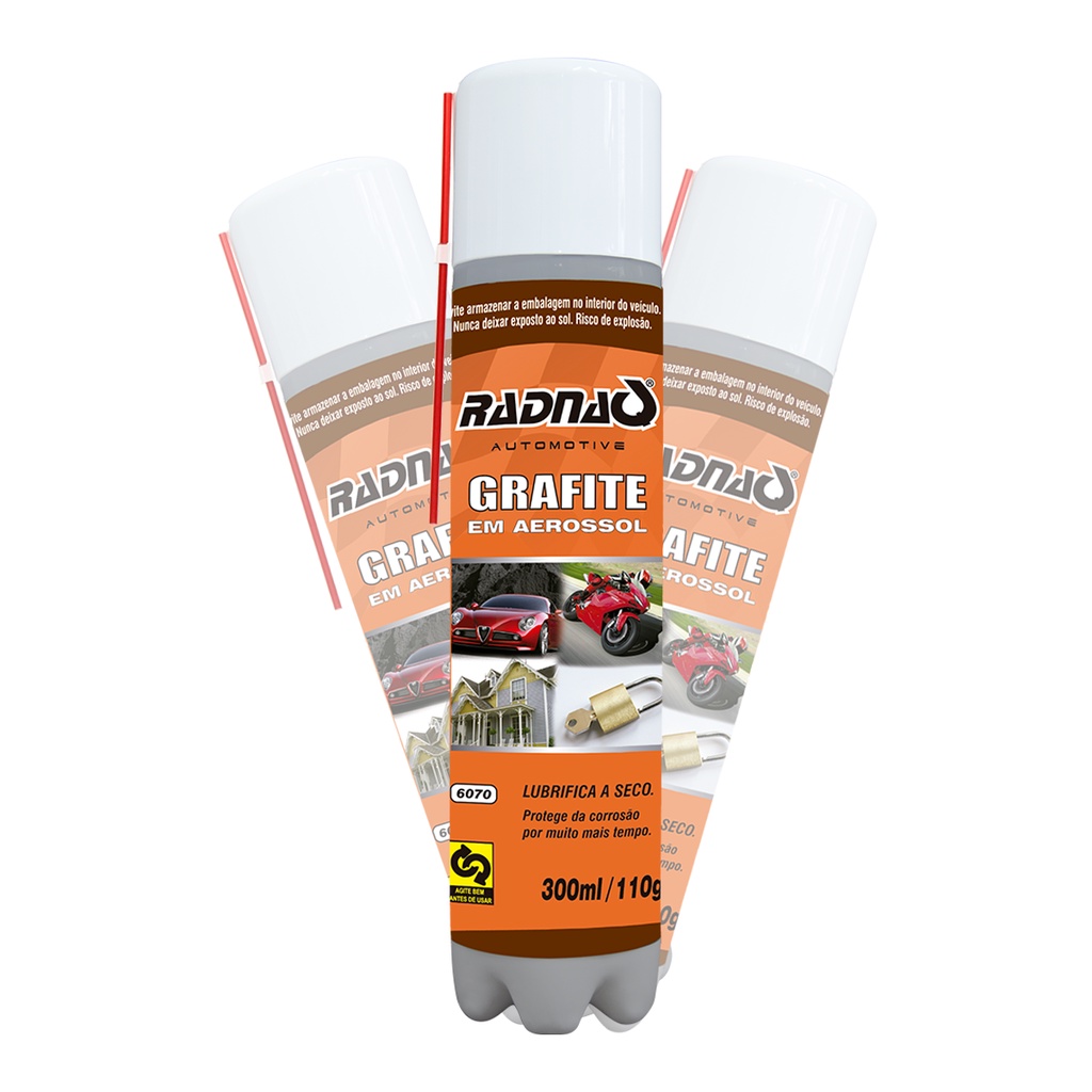 Spray Grafite Aerossol a Seco / Uso Geral – Radnaq 300mL