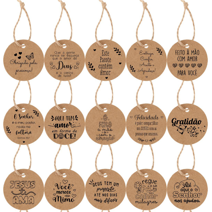 100 Tag Papel Kraft 4cm Mais Fio Incluso  Pronta E