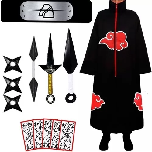Manto Akatsuki Cosplay + Bandana Deidara + Kit Kun