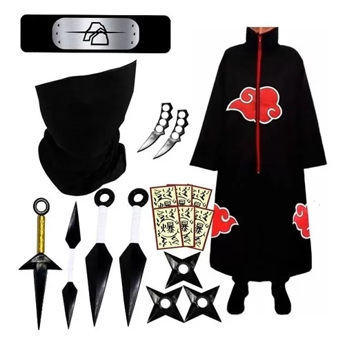 Super Kit Deidara C/ Manto Akatsuki + 11 Pçs Excl