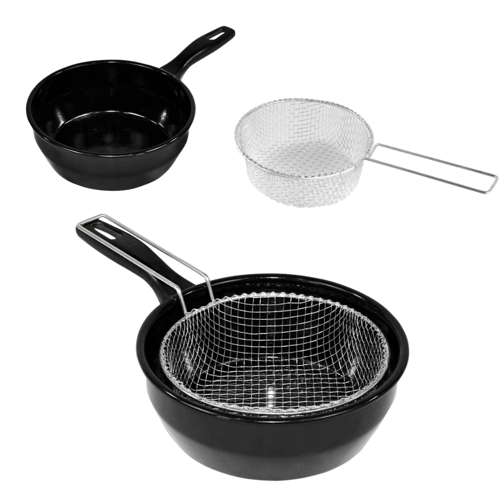 Frigideira Fritatudo Fritadeira com Cesto 26cm Esmaltada Roa