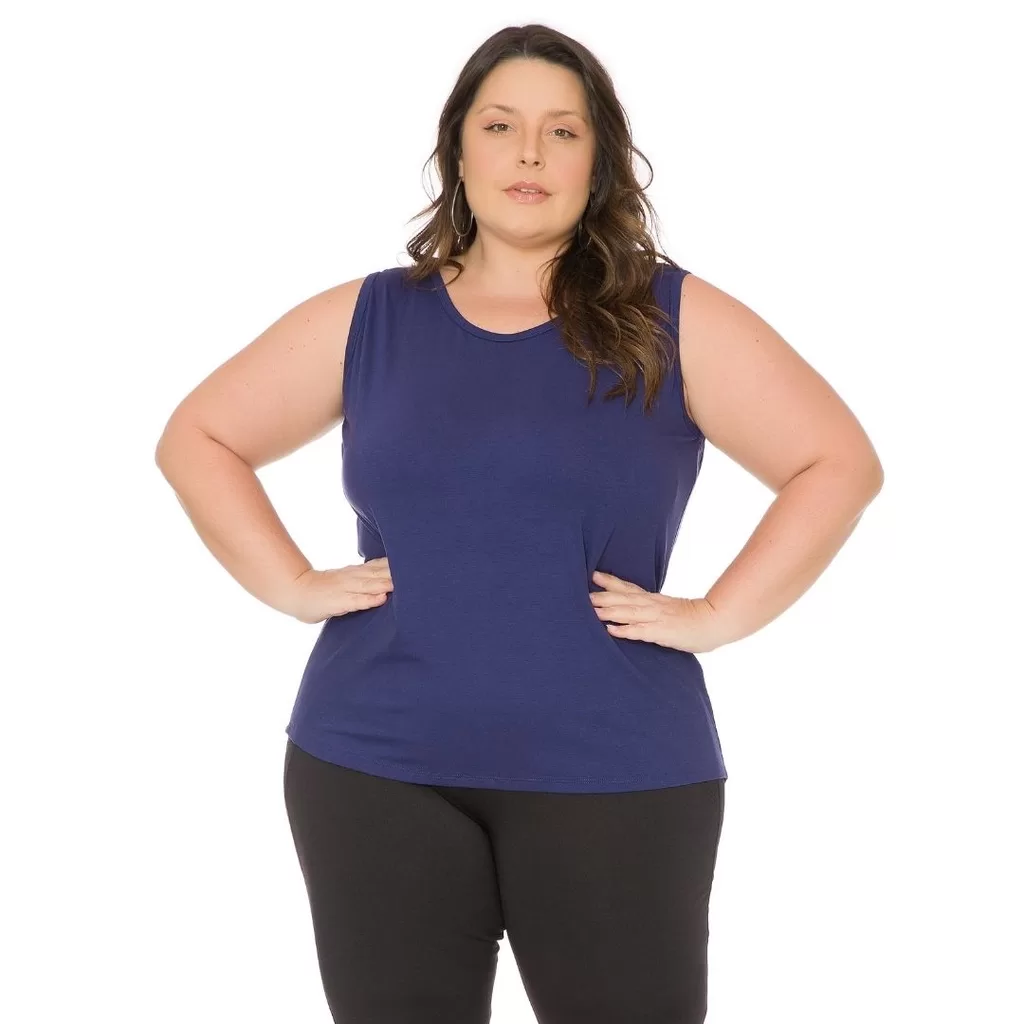 Regata Tshirt blusa Plus Size feminina Mullet tampa bumbum em Viscolycra 1138