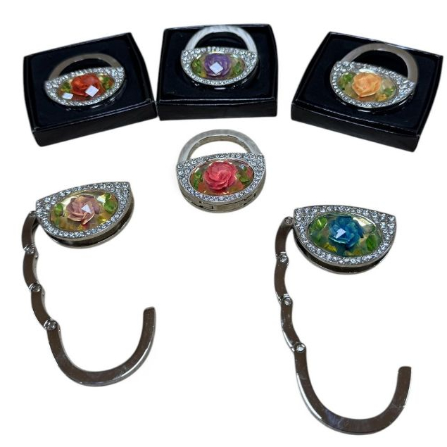Porta Bolsa Em Metal Gancho Dobrável Portátil Or