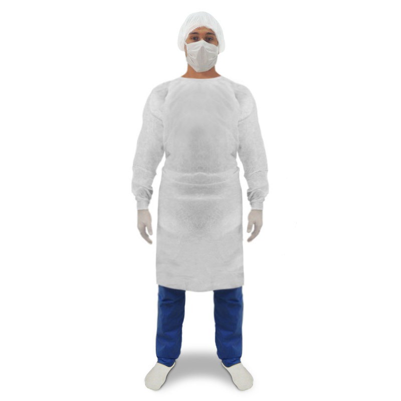 10 UN Avental Descartável Branco Manga Longa Gramatura 20 TNT