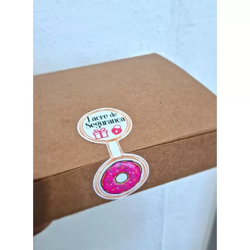 Adesivo lacre donuts, caixa ou sacola, 9,2×4,5cm confeitaria