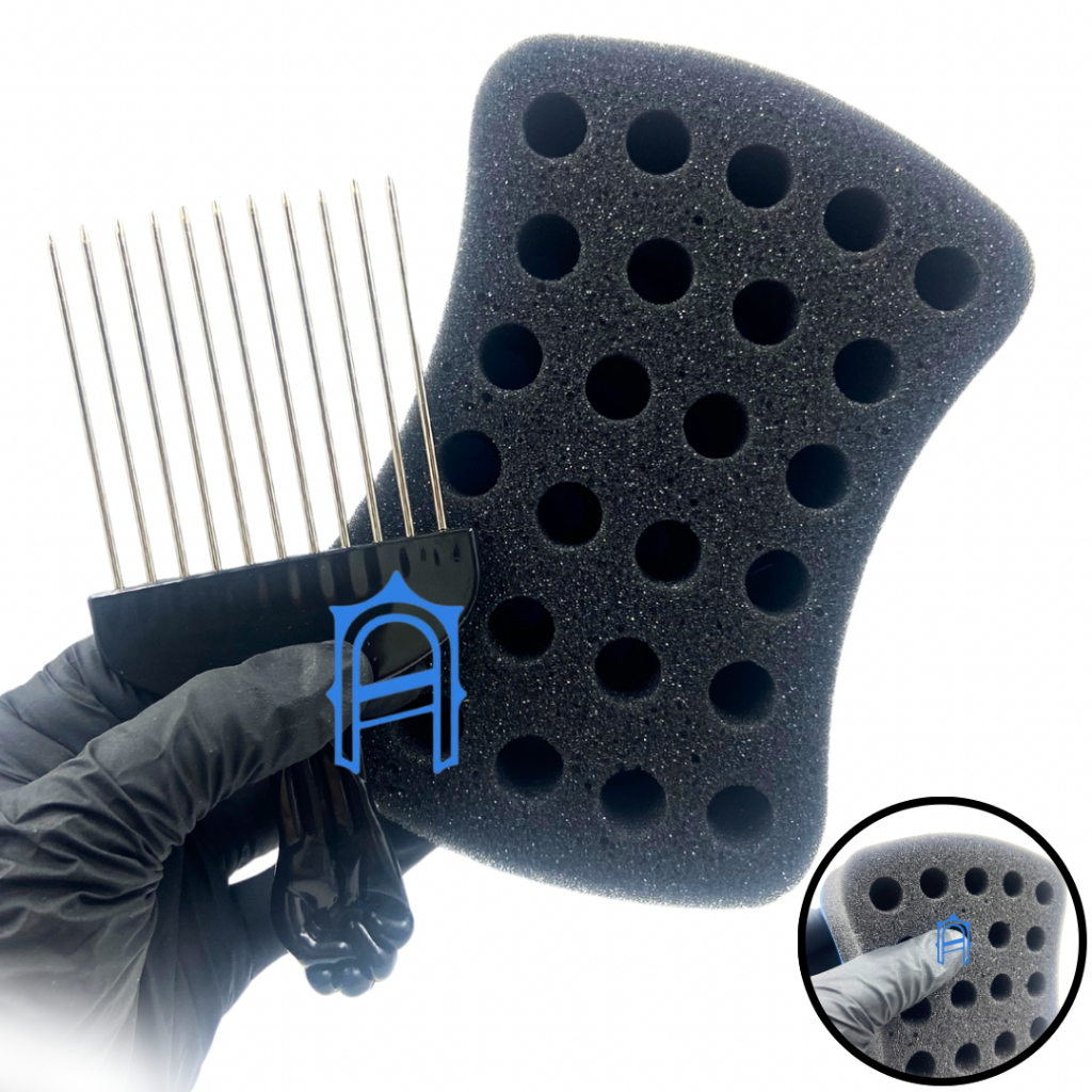 Esponja Nudred P + Garfo Pente AfroHair Buchinha de Enrolar Cabelo
