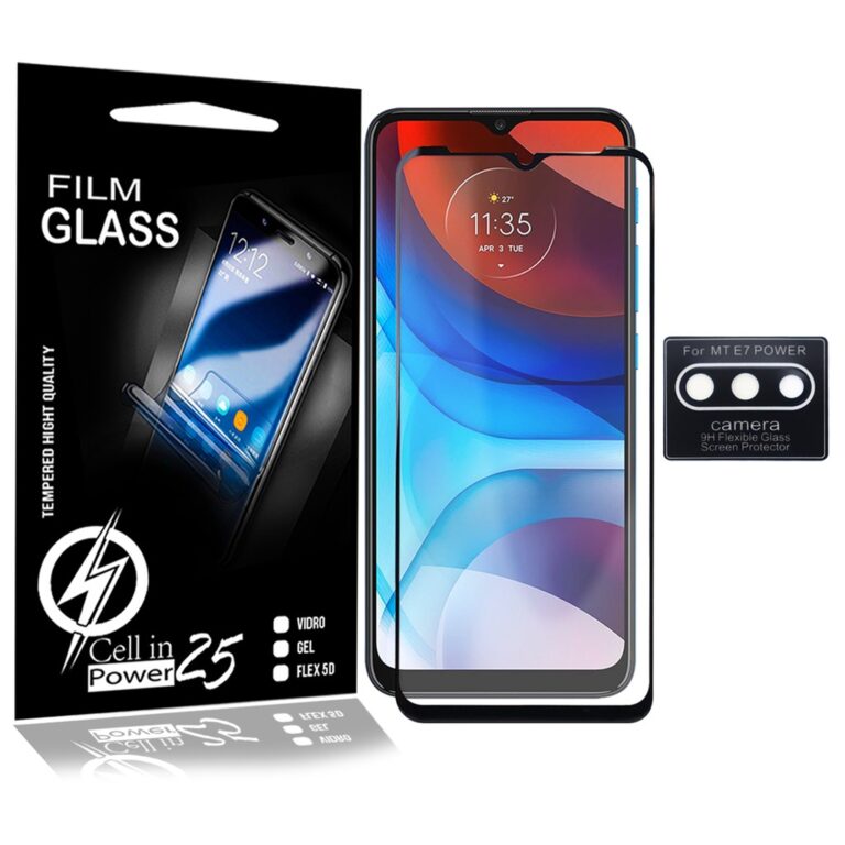 Película Vidro 3D + Película De Câmera Moto E7 