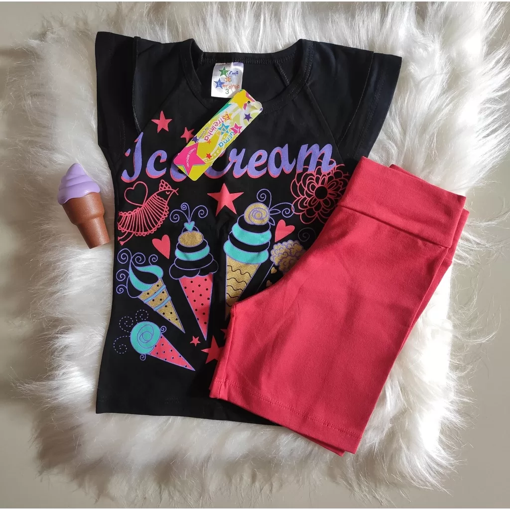 CONJUNTO FEMININO INFANTIL VERÃO – SHORTS E BLUSINHA