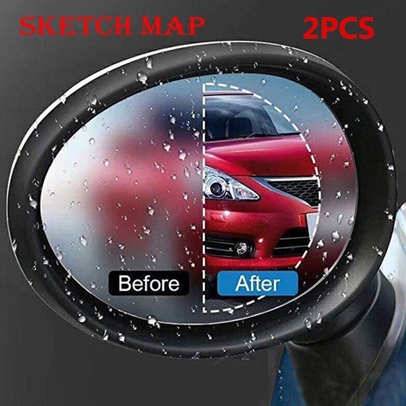 2 Pçs Filme Protetor Para Espelho Retrovisor De Carro Antiembaçamento Oval Azul