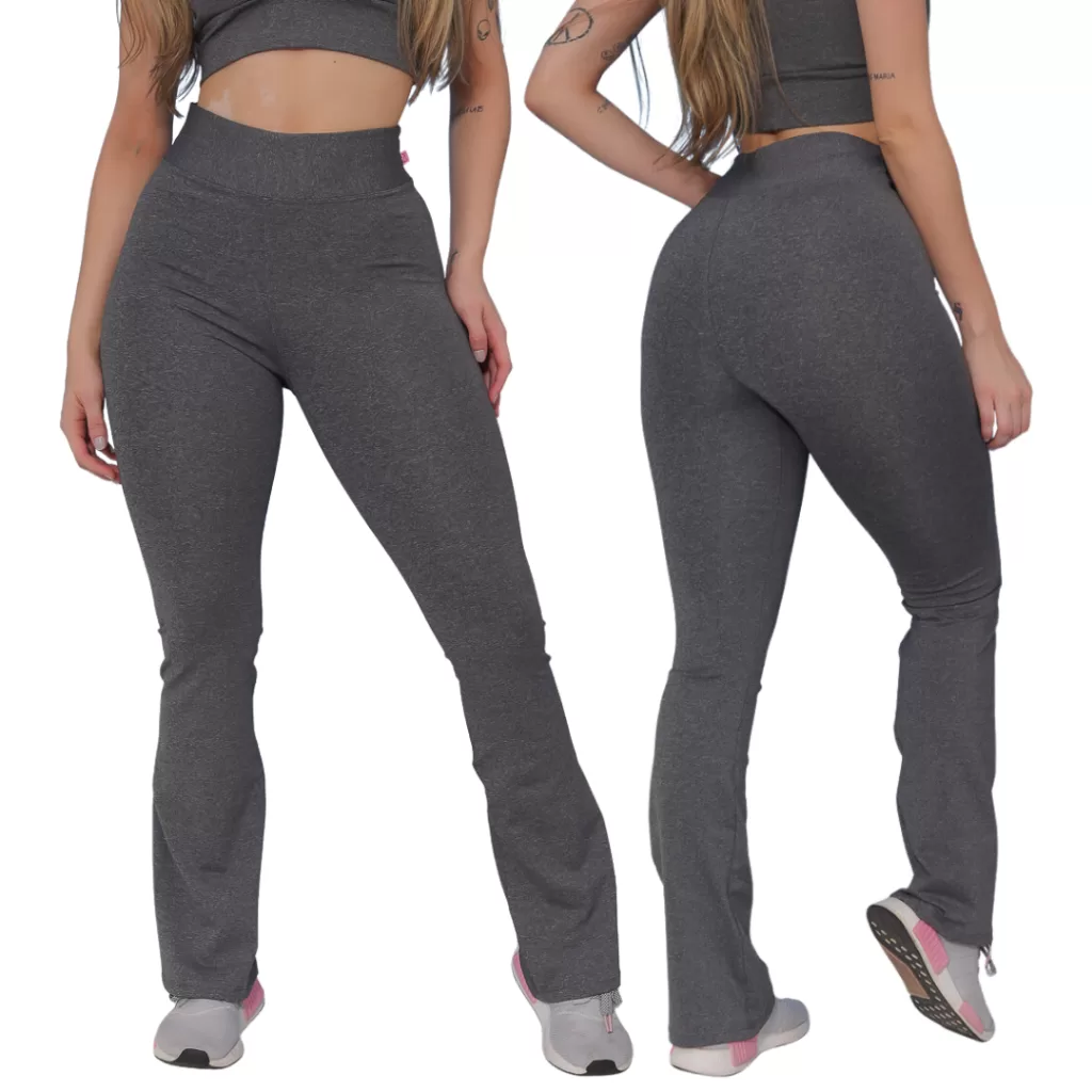 Calça Legging Feminina Flare Bailarina Suplex Cintura Alta Legging Preta Grossa