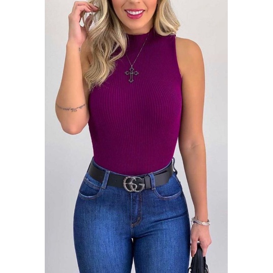 Blusa canelada feminina,moda blogueiraq