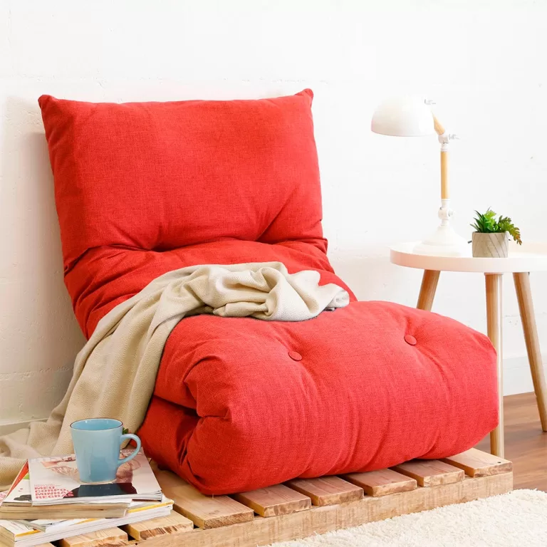 Futon Almofada Dobrável de Espuma Solteiro Vermel