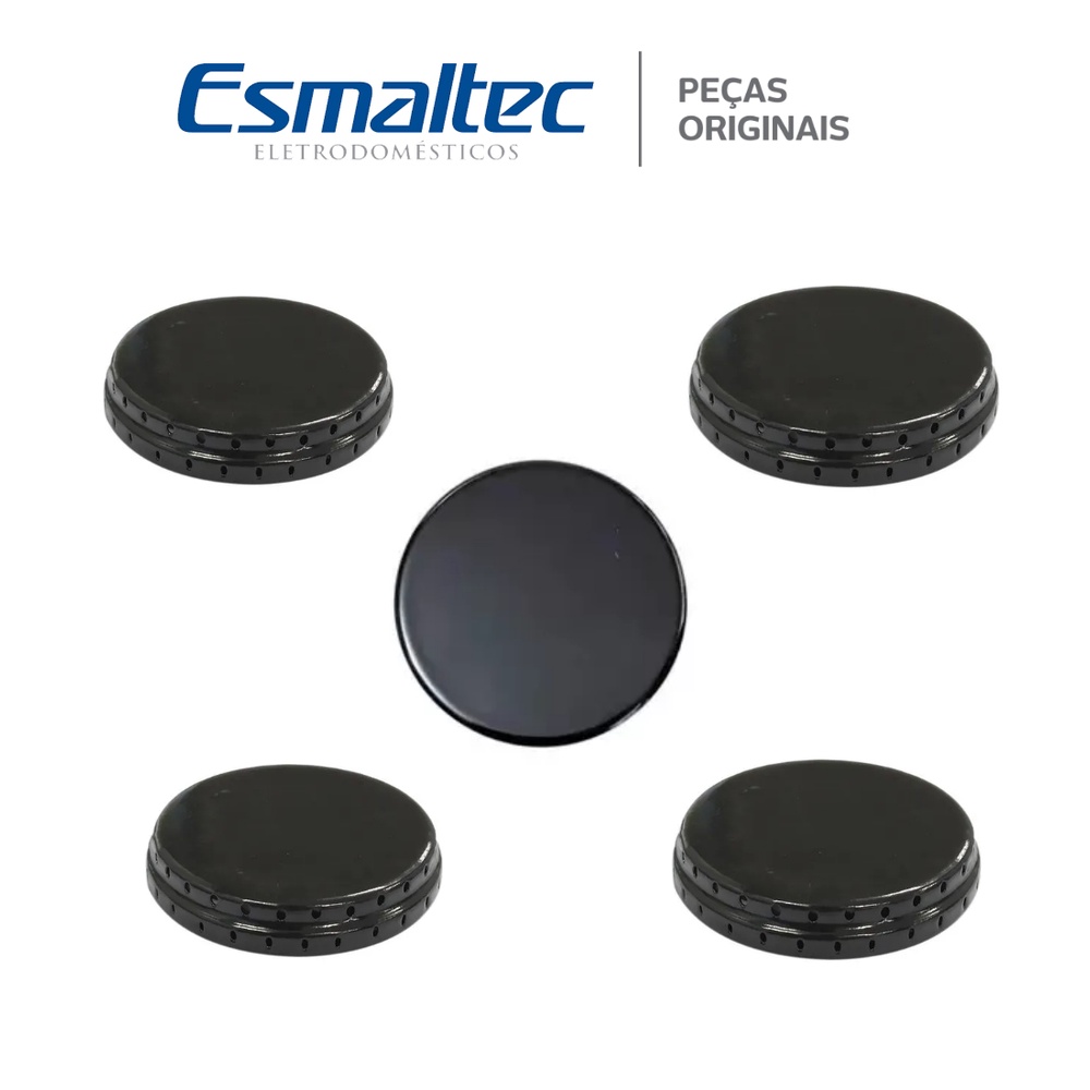 Kit Espalhadores Tampinhas Fogão Esmaltec Agata 5 Bocas