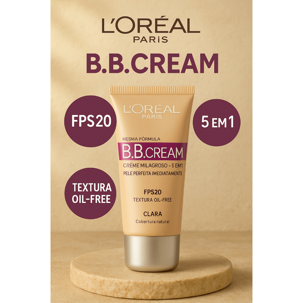 Base BB Cream Loreal Paris Pele Clara FPS20 Milagroso 5 em 1