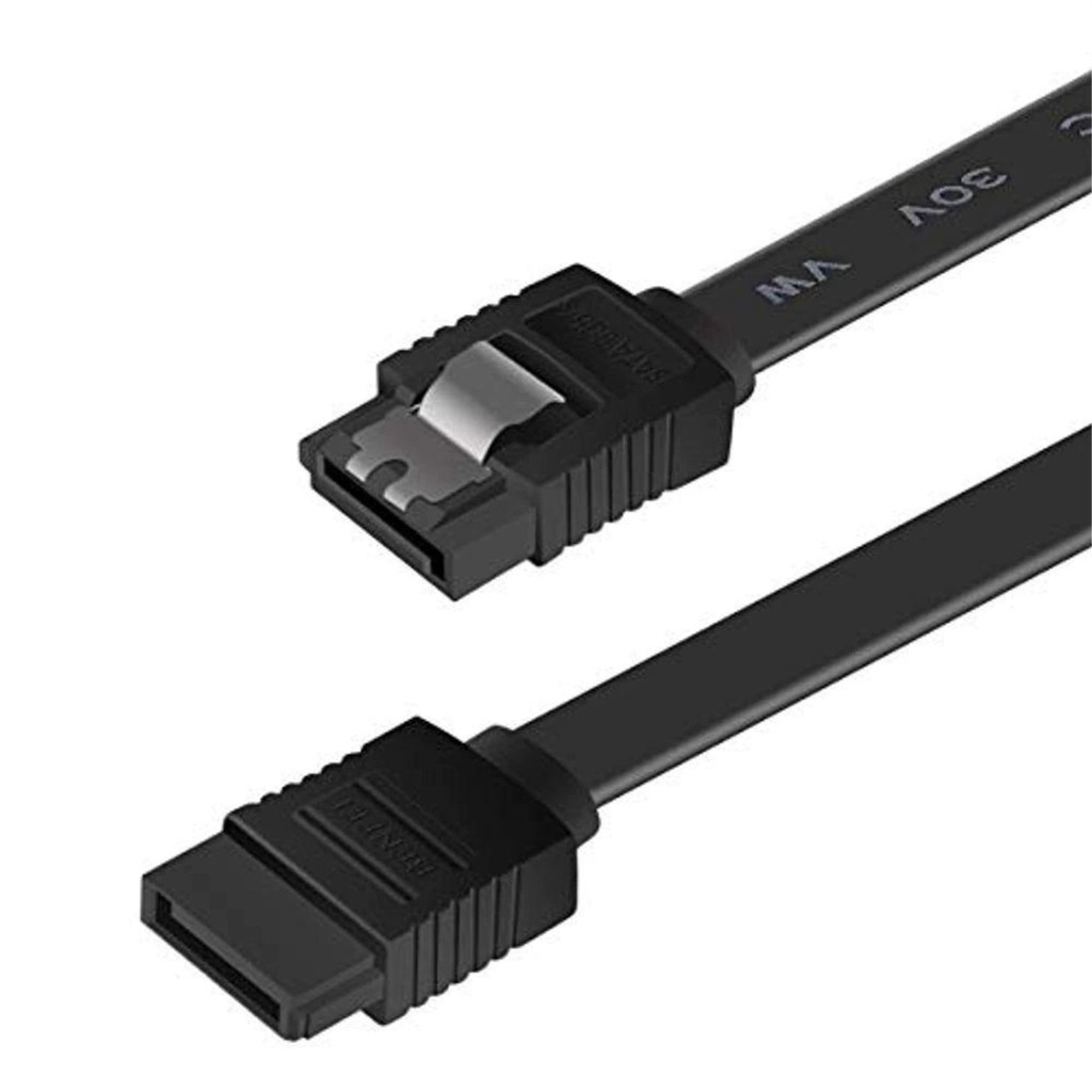 Cabo de Dados SATA 3 6Gb/s 40cm Com Trava Conector Reto para HD SSD Gravadores Preto