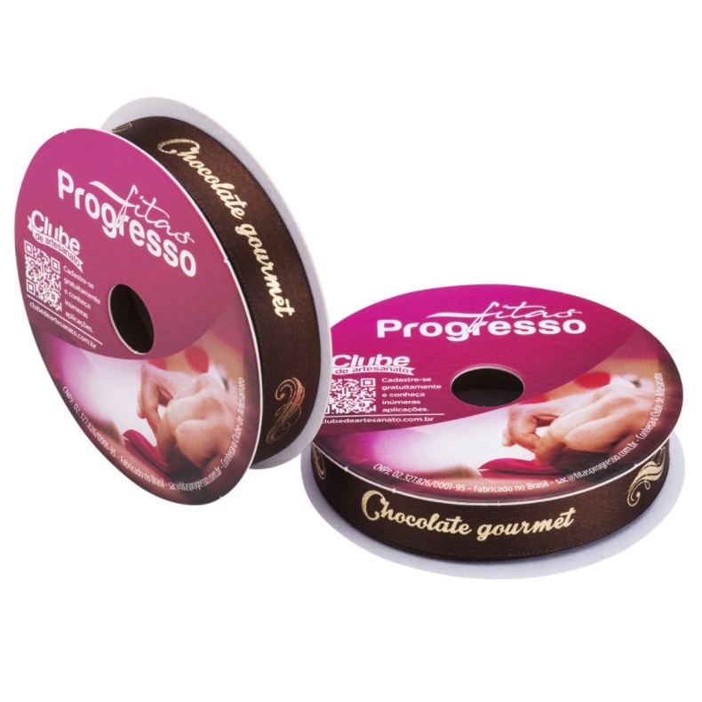 Fita de Cetim Chocolate Gourmet Cor 248 15mm 10 metros  Progresso Kafe Embalagens