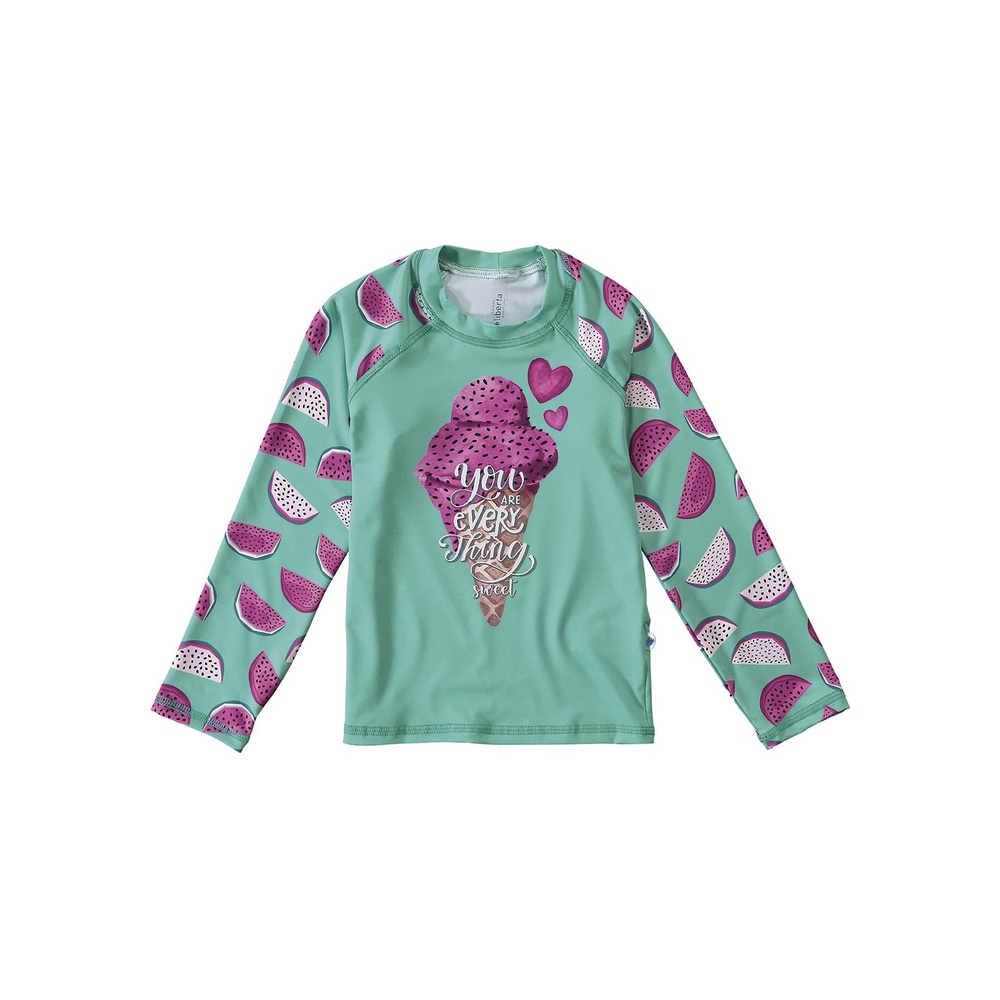 Blusa Térmica Infantil com Proteção UV50+ Verde Sorvete Malwee Tamanho 2