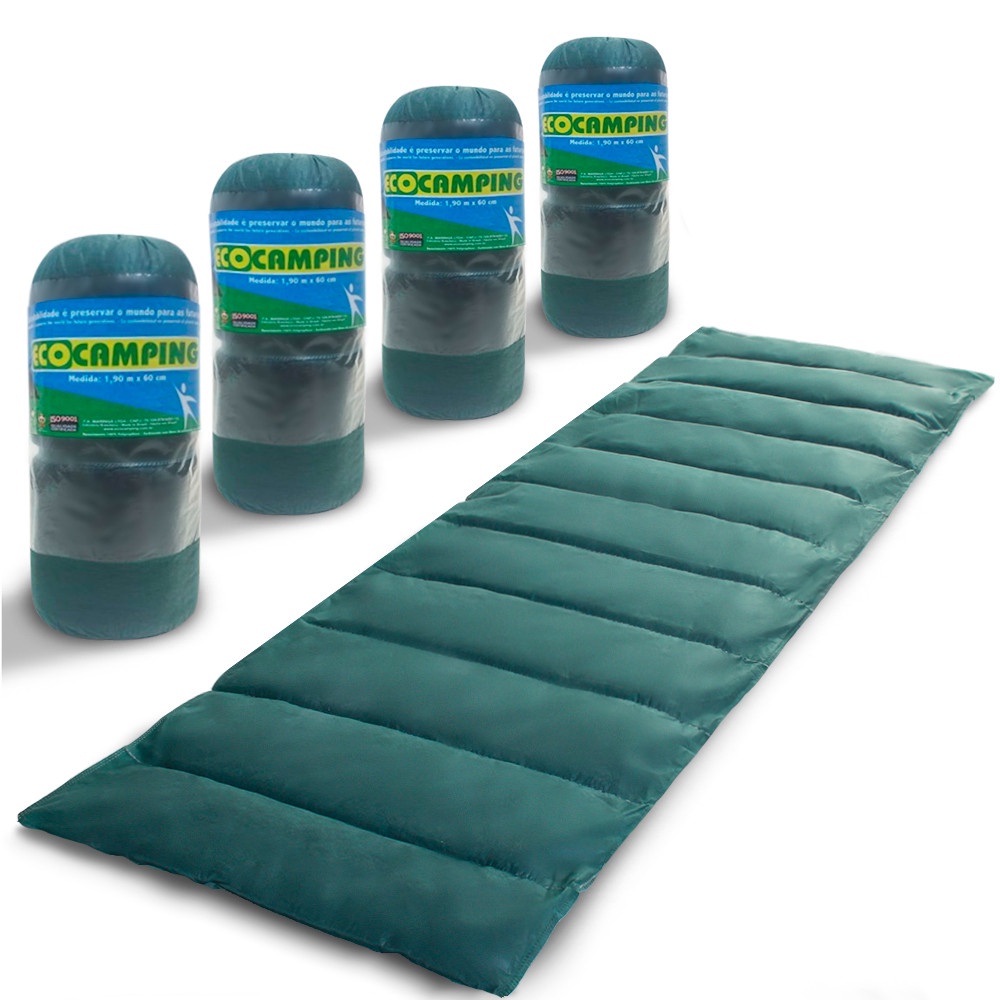 Kit 4 Colchonete Acampamento Camping Solteiro Pesca Retiro Ginástica 190x60cm Verde