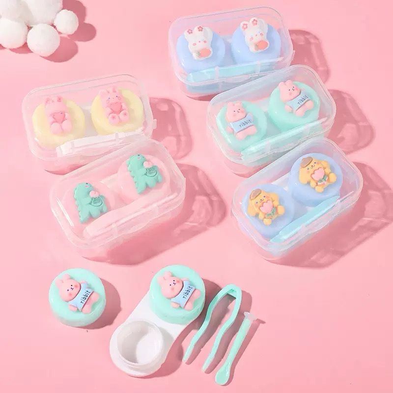 Estojo Para Lentes De Contato Com Ventosa aplicadora, Pinça, Espelho e Porta solução Kit de Viagem