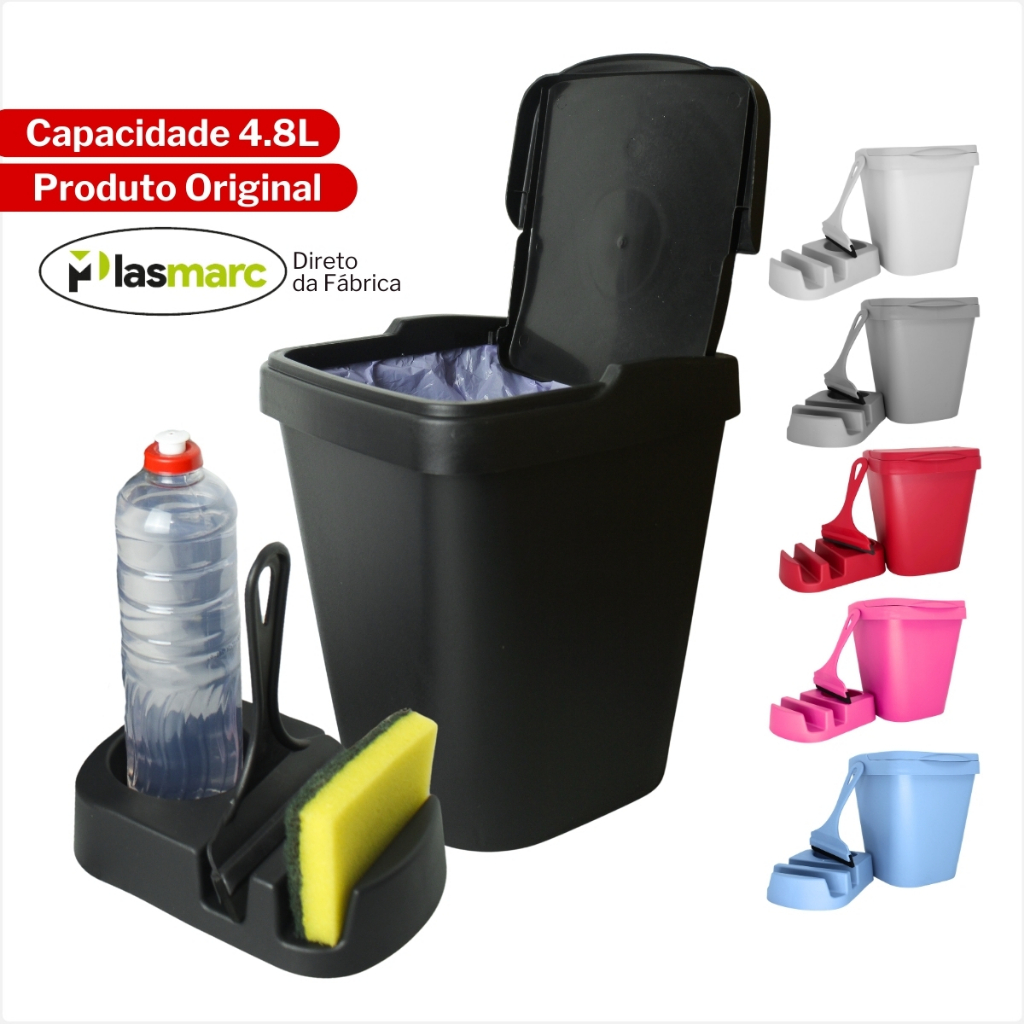 Conjunto Porta Detergente Rodo de Pia Lixeira Cozinha Area Gourmet Banheiro