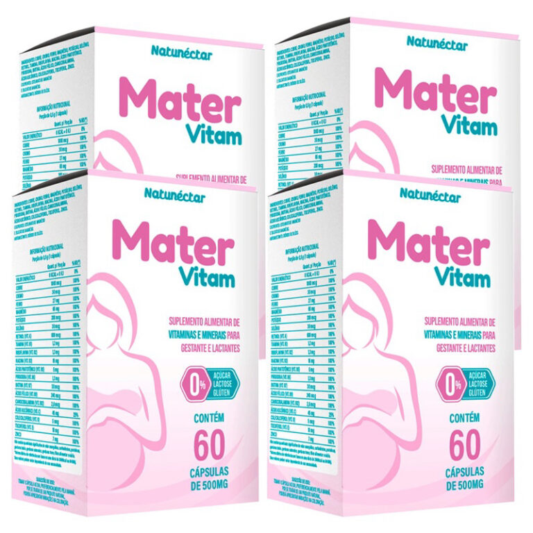 Kit 4 Mater Vitamina Gestante 500mg 60 Cápsulas &