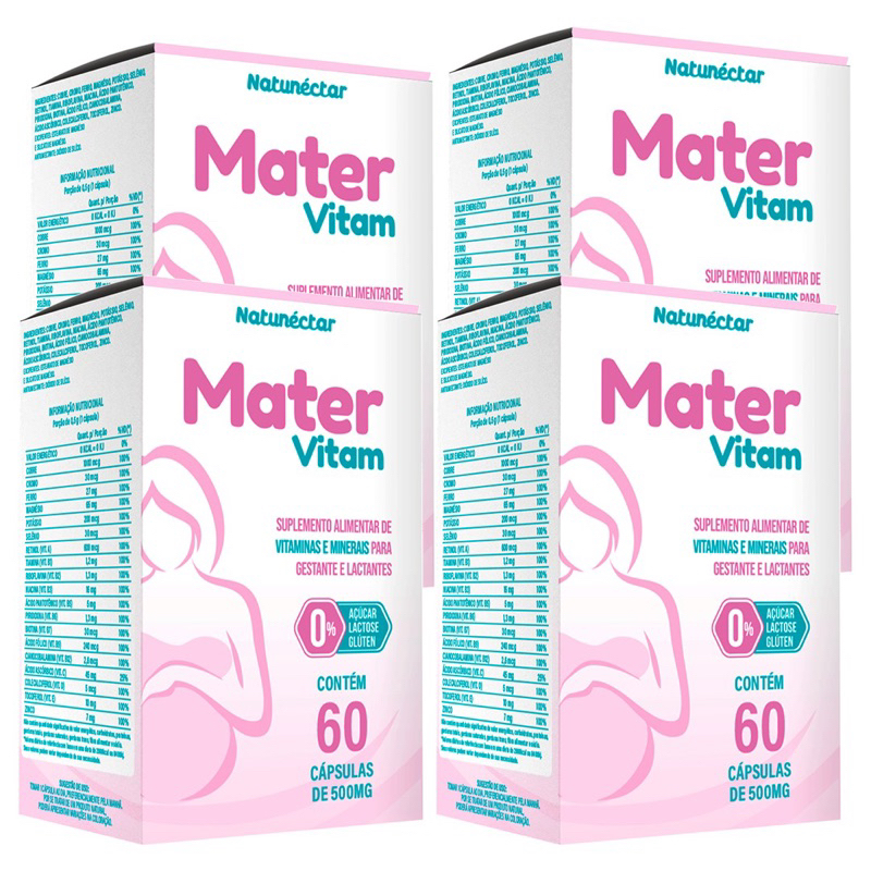 Kit 4 Mater Vitamina Gestante 500mg 60 Cápsulas – Natunéctar