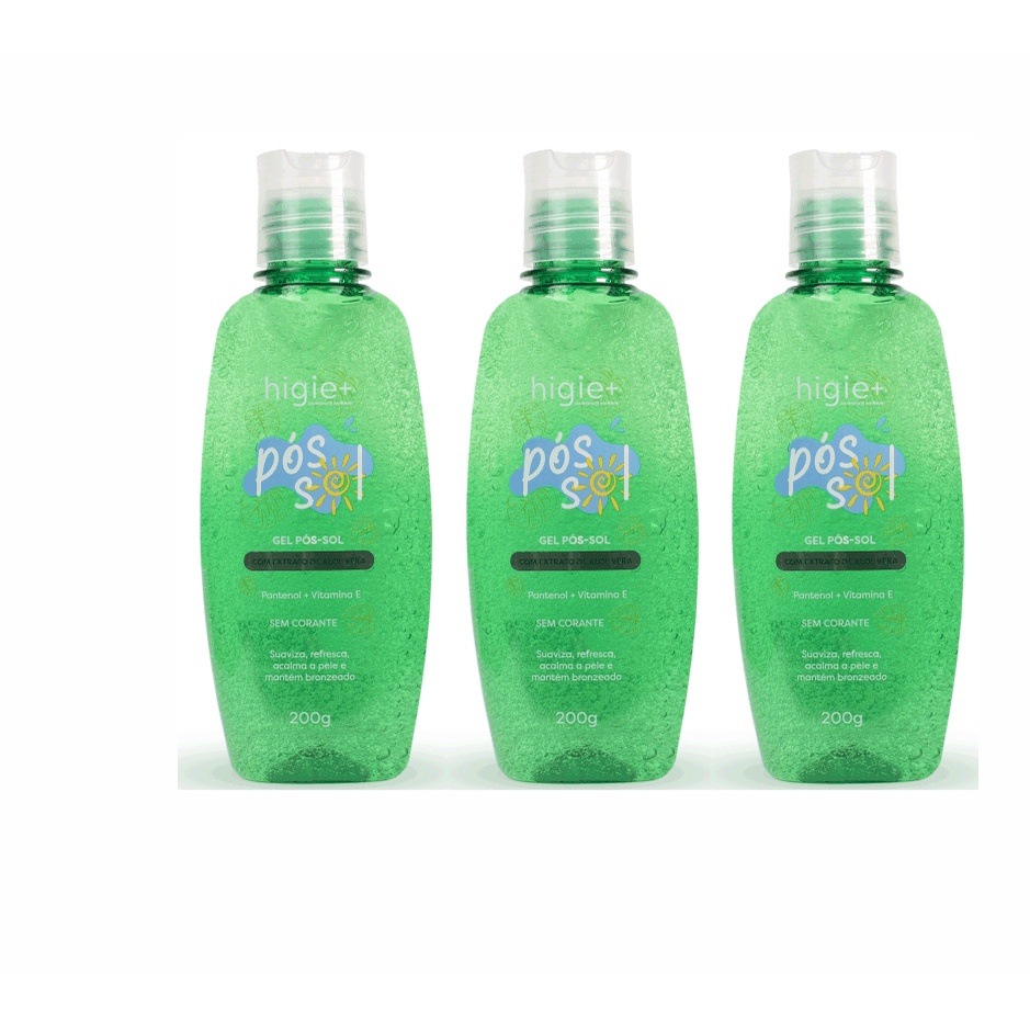 Kit 3 Gel Pós Sol Higie+ Aloe Vera 200g