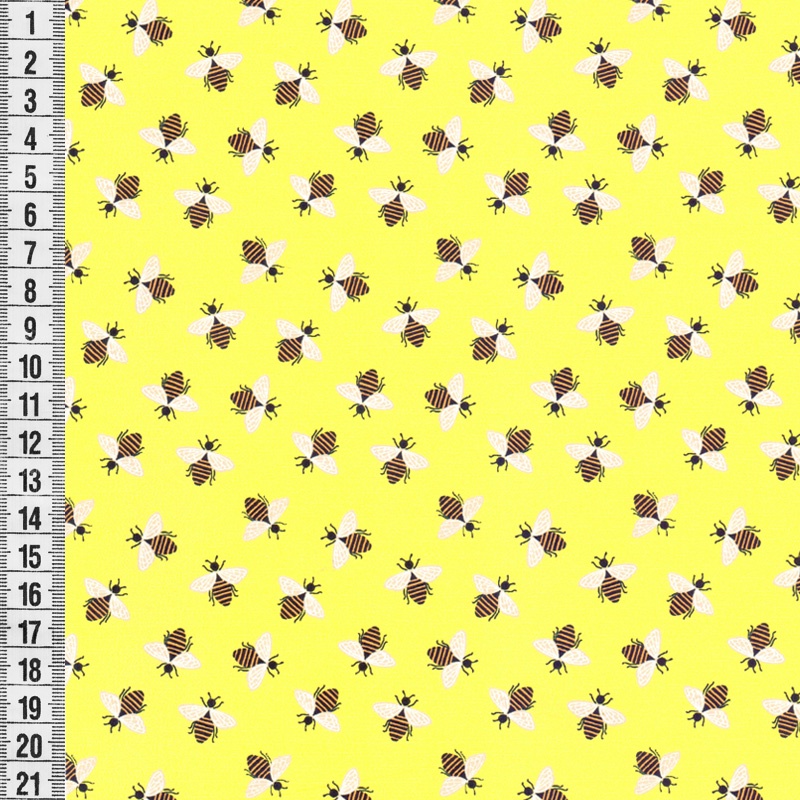 Tricoline Estampado Abelha Campo Amarelo – A Partir de 50cm