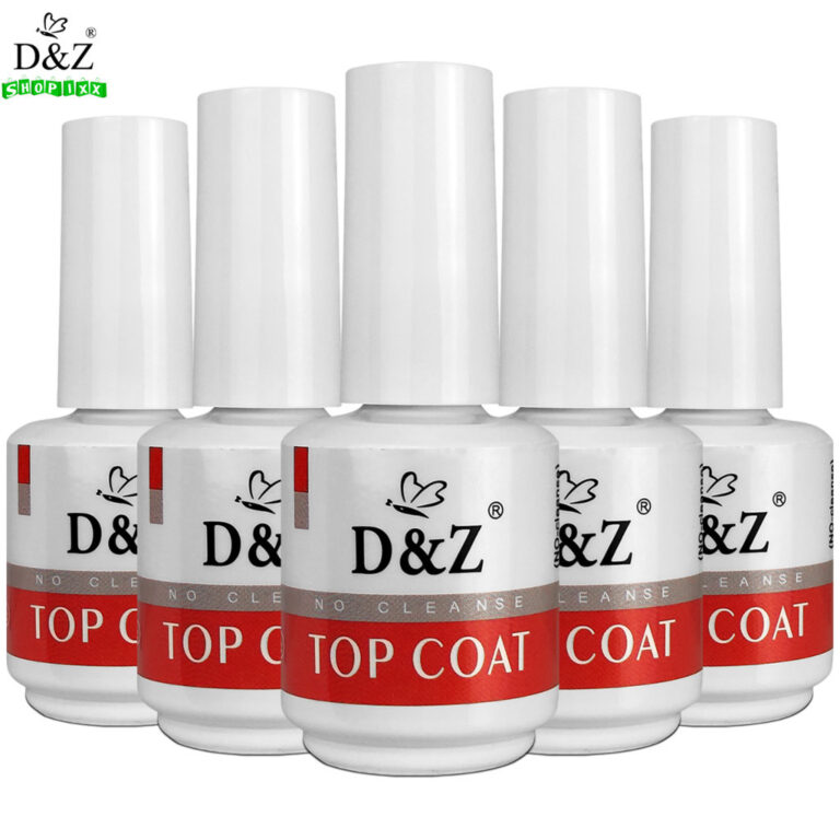 Kit 5 Top Coat DEZ em Gel Unhas Porcelana Acrigel 