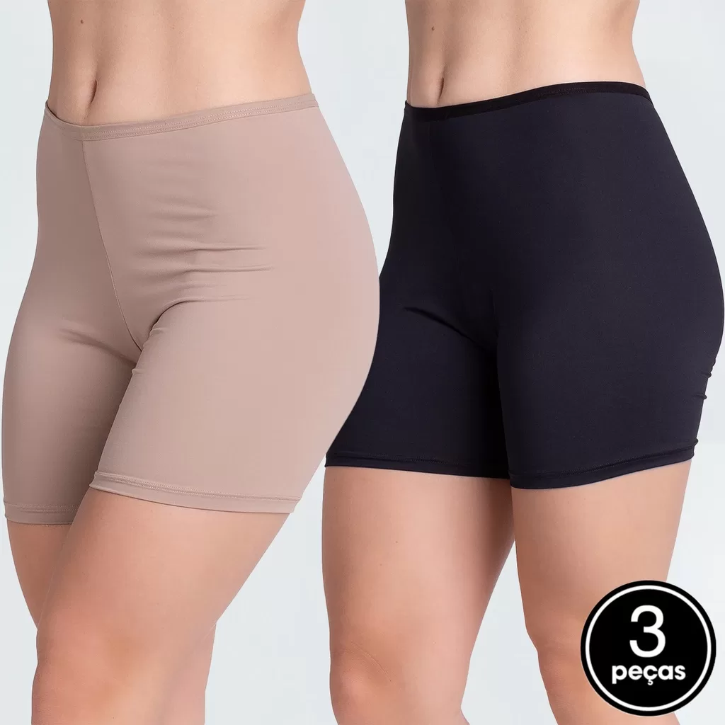 Promoção Kit 3 Anáguas Íntimo Segunda Pele Shortinho Conforto Lingerie Calcinha Modeladora