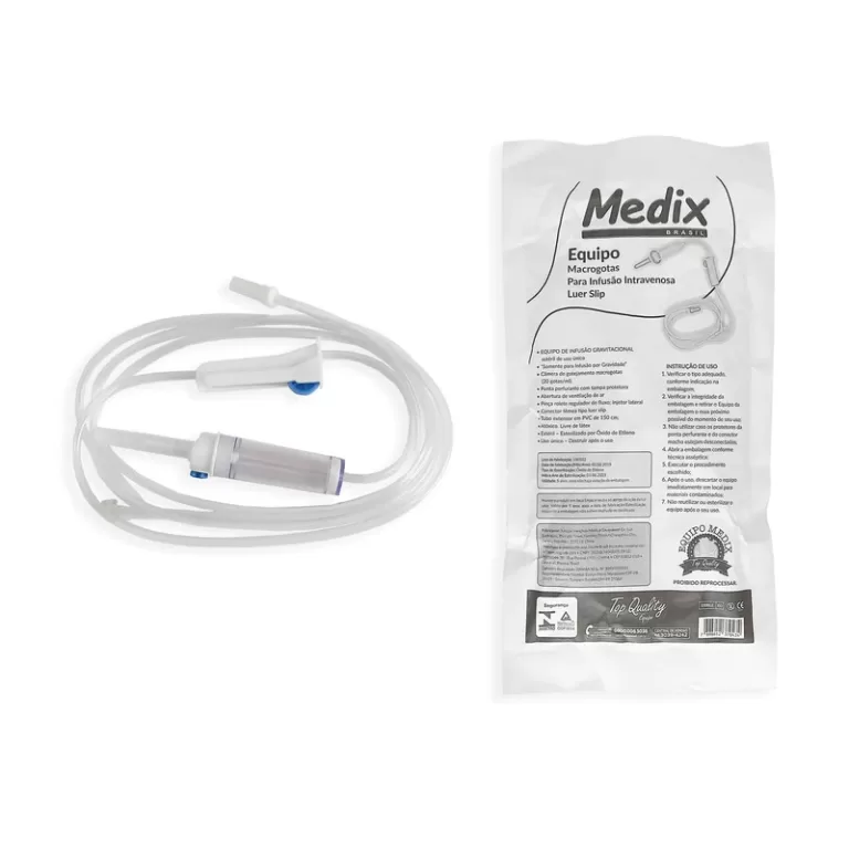 Kit com 10 Equipos Macrogotas Soro Injetor Lateral