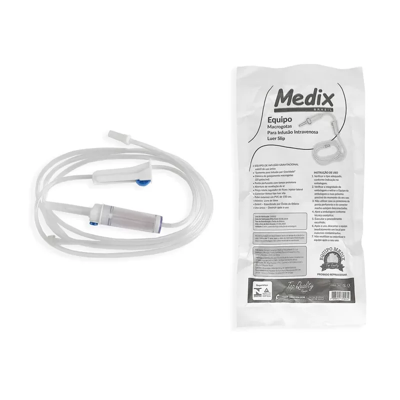 Kit com 10 Equipos Macrogotas Soro Injetor Lateral Medix