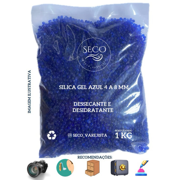 Silica Gel Azul – 1 KG (4-8 mm) Desumidifica
